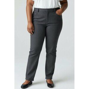 Lane Bryant Womens Pinstripe Trouser Pants Size 14R Navy & Gray